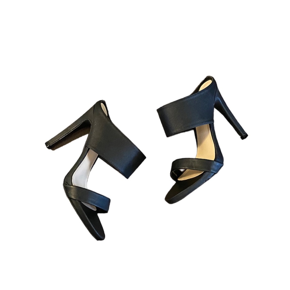 NWOB 🆕 Le Chateau Strappy Stiletto Black Mule High Heel Shoes Size 8 (38)